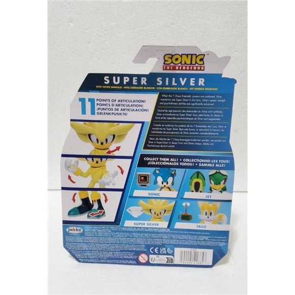 Sonic The Hedgehog Super Silver Action Figure Modern, White Emerald Collectibles - Picture 8 of 11